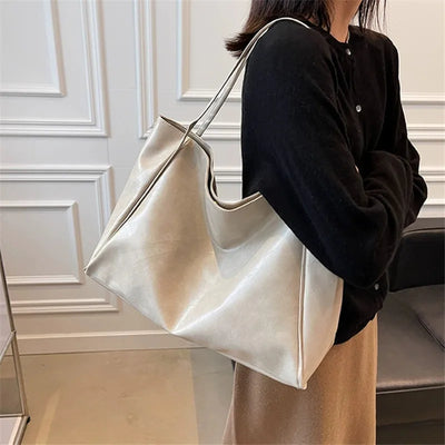 lisa™ – rummelig brun tote taske i læderlook