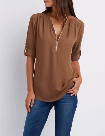Ronja – Elegant top med lynlås 