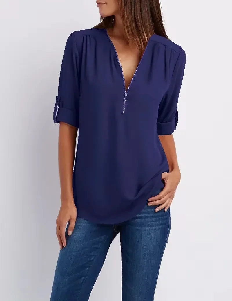 Ronja – Elegant top med lynlås 