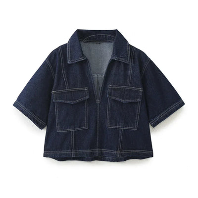 Amalie | V-hals Denim Sæt 