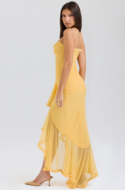 Fauna - Ruched Ruffle Svalehale Festkjole