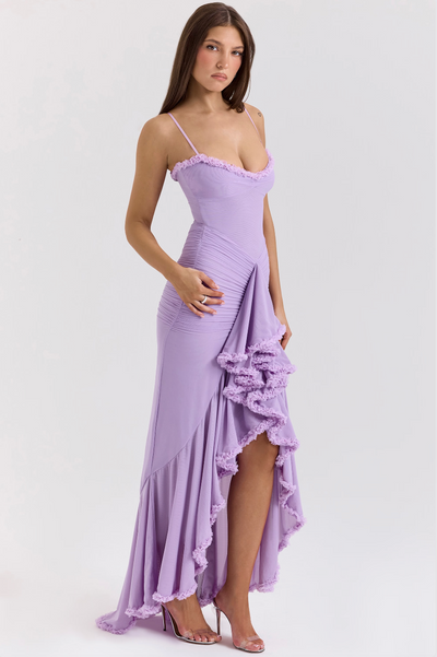 Fauna - Ruched Ruffle Svalehale Festkjole