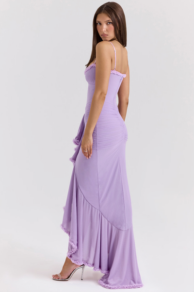 Fauna - Ruched Ruffle Svalehale Festkjole