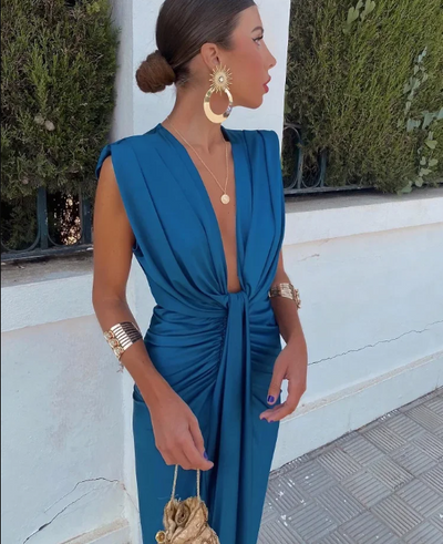 Moriah - Elegant Plisseret Maxikjole
