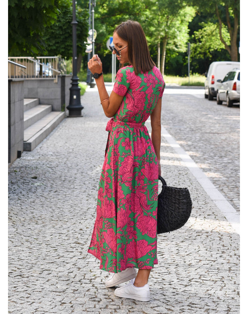 Violet – Blomsterprintet Wrap Midi-kjole
