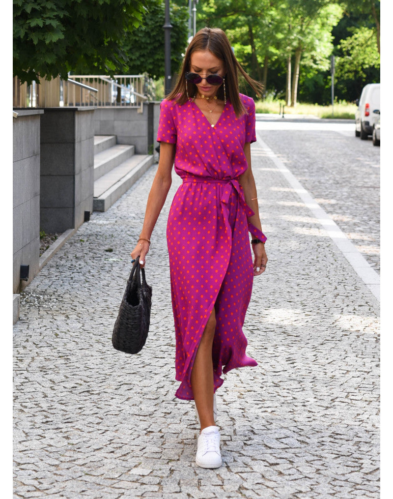 Violet – Blomsterprintet Wrap Midi-kjole