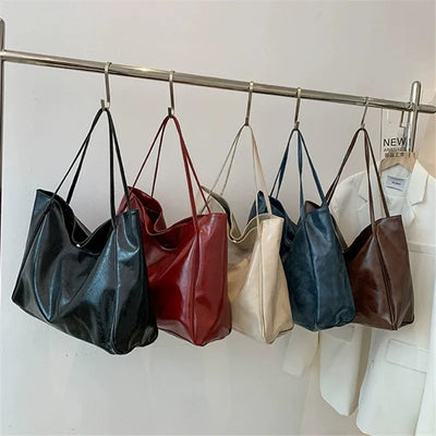 lisa™ – rummelig brun tote taske i læderlook