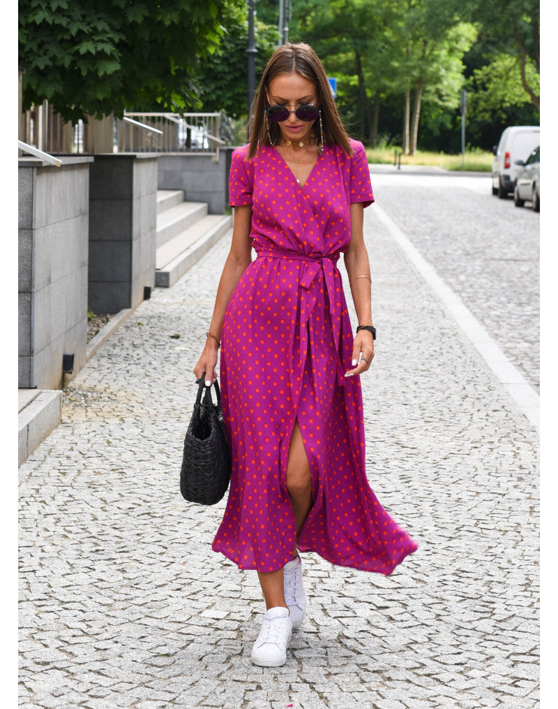 Violet – Blomsterprintet Wrap Midi-kjole