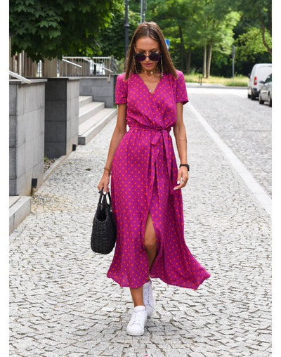 Violet – Blomsterprintet Wrap Midi-kjole