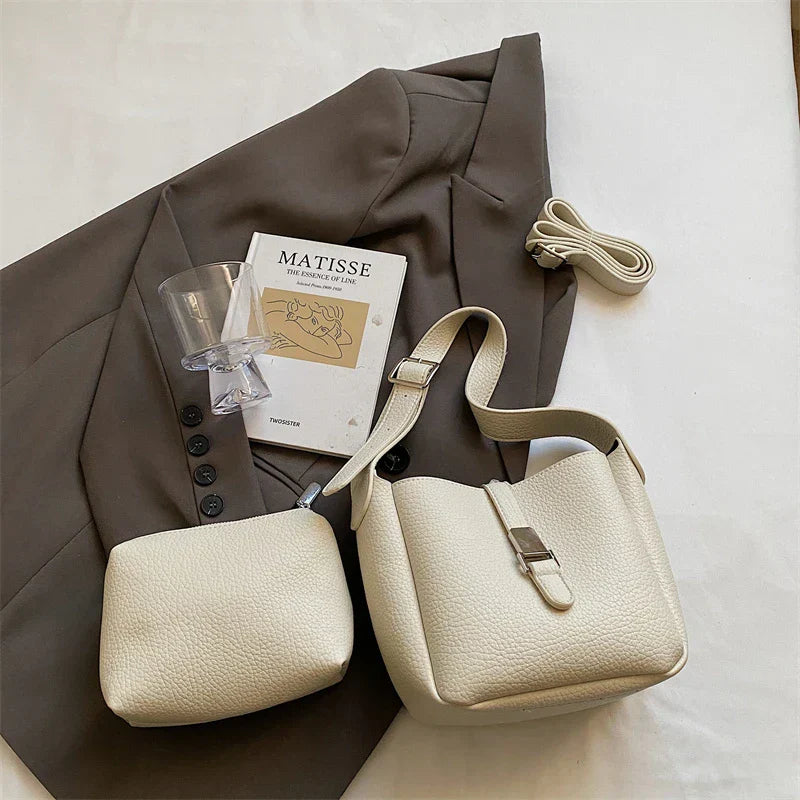 iris™ – moderne bucket taske i læderlook