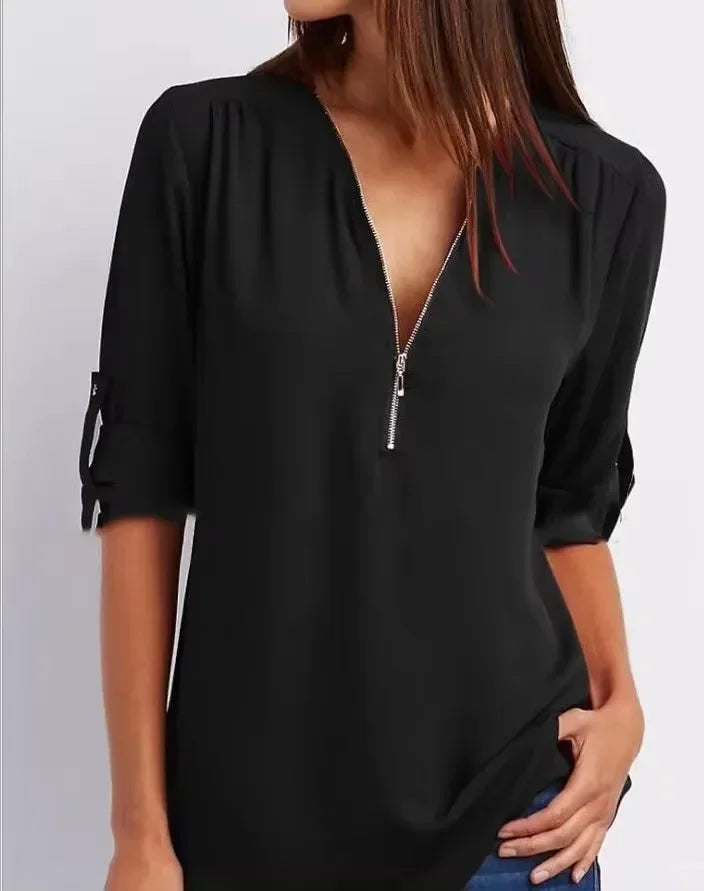 Ronja – Elegant top med lynlås 