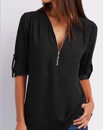 Ronja – Elegant top med lynlås 