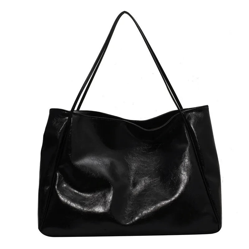 lisa™ – rummelig brun tote taske i læderlook