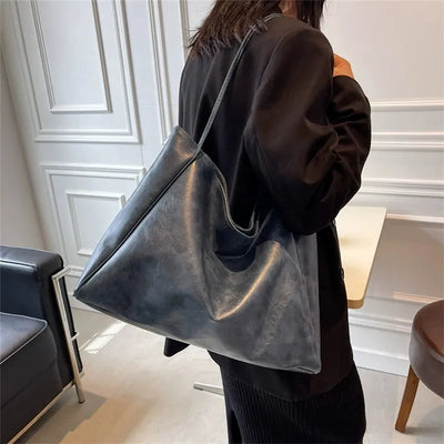 lisa™ – rummelig brun tote taske i læderlook