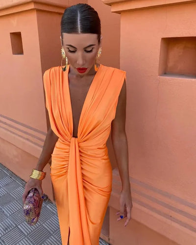 Moriah - Elegant Plisseret Maxikjole