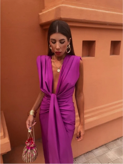 Moriah - Elegant Plisseret Maxikjole