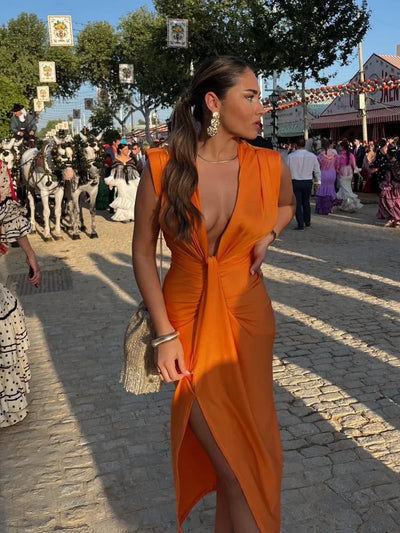 Moriah - Elegant Plisseret Maxikjole