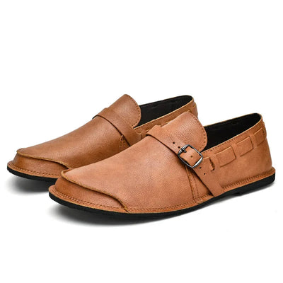 Læderloafers med spænder