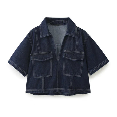 Amalie | V-hals Denim Sæt 