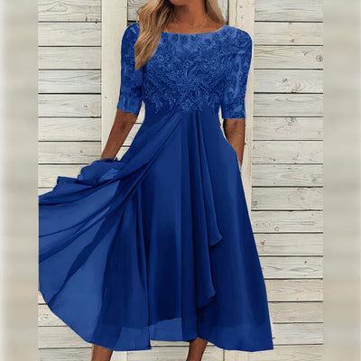 Sylvana - Te-lang blondekjole med broderi
