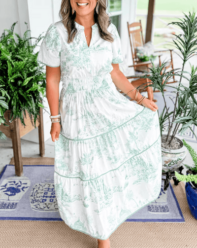 Solene - Boho Chic V-hals Floral Maxikjole
