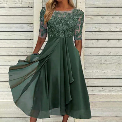 Sylvana - Te-lang blondekjole med broderi