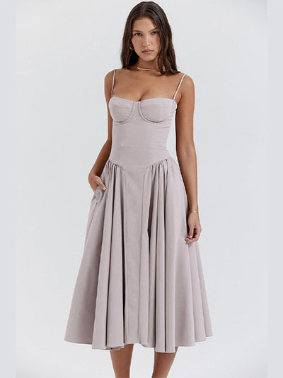 Phoebe - Vintage Cross-Grænse Moderigtig Tanktop Lang Kjole