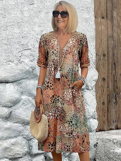 Danielle - Dame Vibrant Midi-kjole med lommer