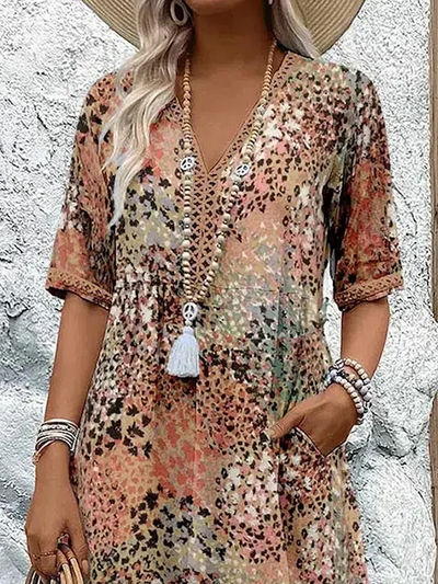 Danielle - Dame Vibrant Midi-kjole med lommer