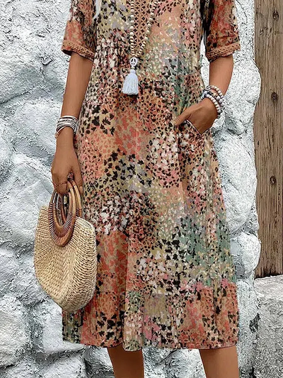 Danielle - Dame Vibrant Midi-kjole med lommer