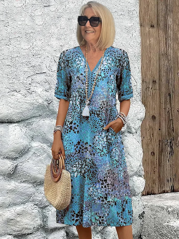 Danielle - Dame Vibrant Midi-kjole med lommer