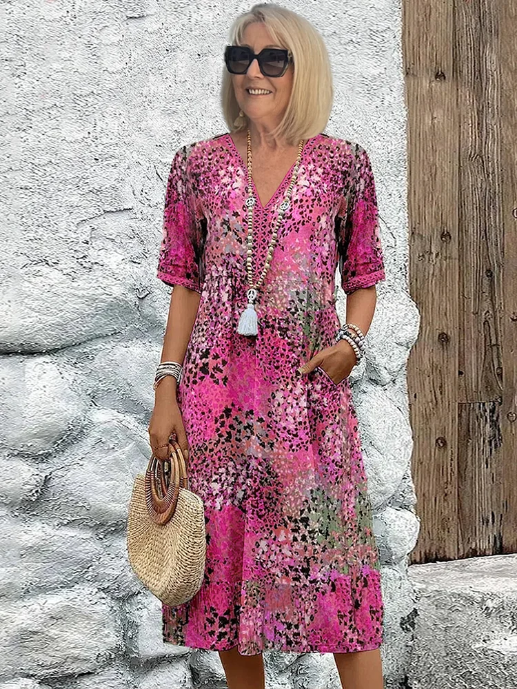 Danielle - Dame Vibrant Midi-kjole med lommer