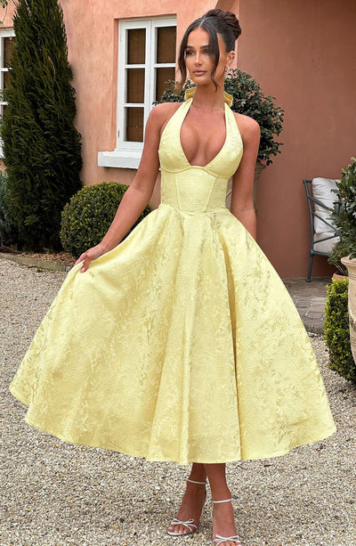 Niamh - Elegant Broderet Dyb V-ærmeløs Kjole