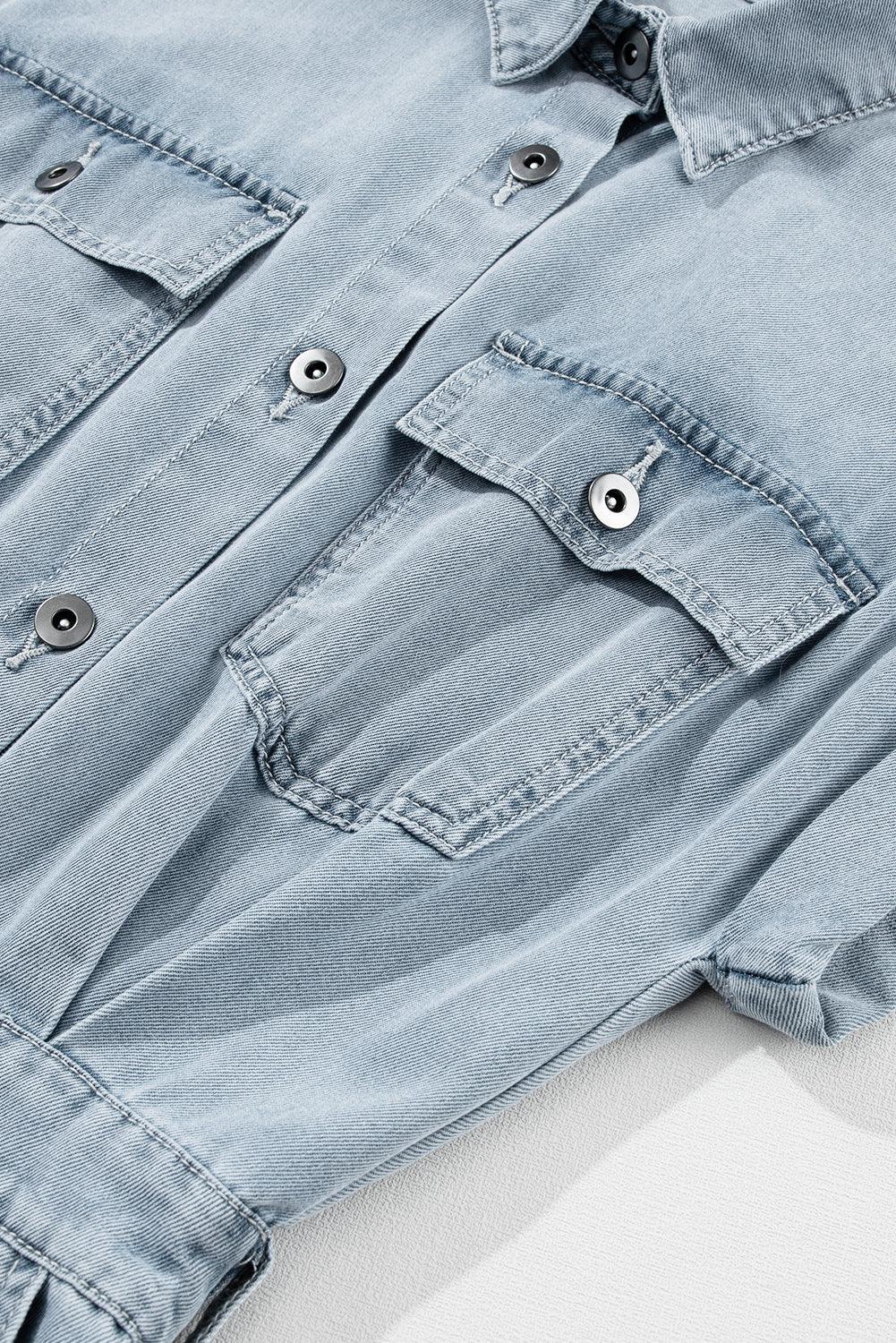 Katrine | Elegant Denimkjole med Korte Flagermusærmer