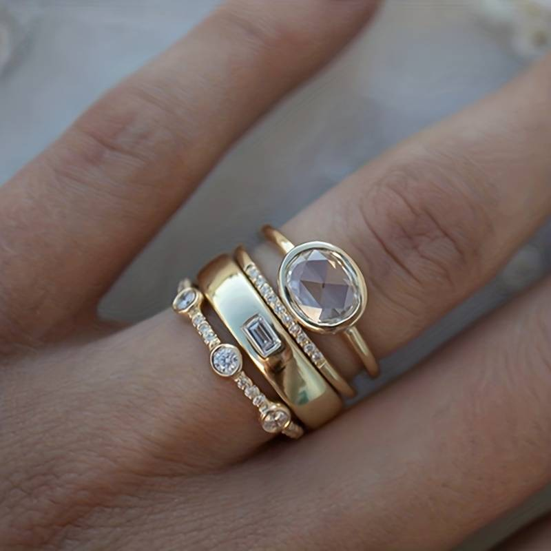 Lily - Guld &amp; Zirkonium Ringsæt 