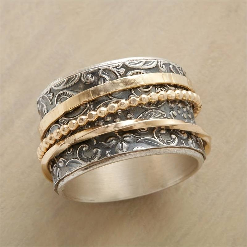 Antik ring i guld og sølv