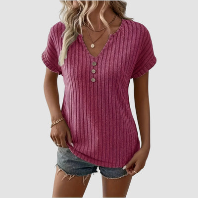 Svala – Ribbet top med knapper