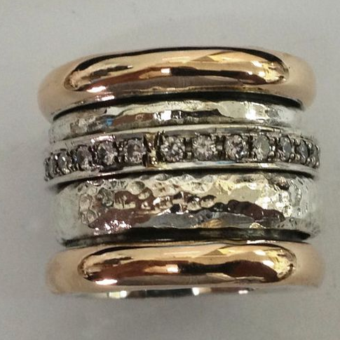 Tyk vintage ring i guld og sølv