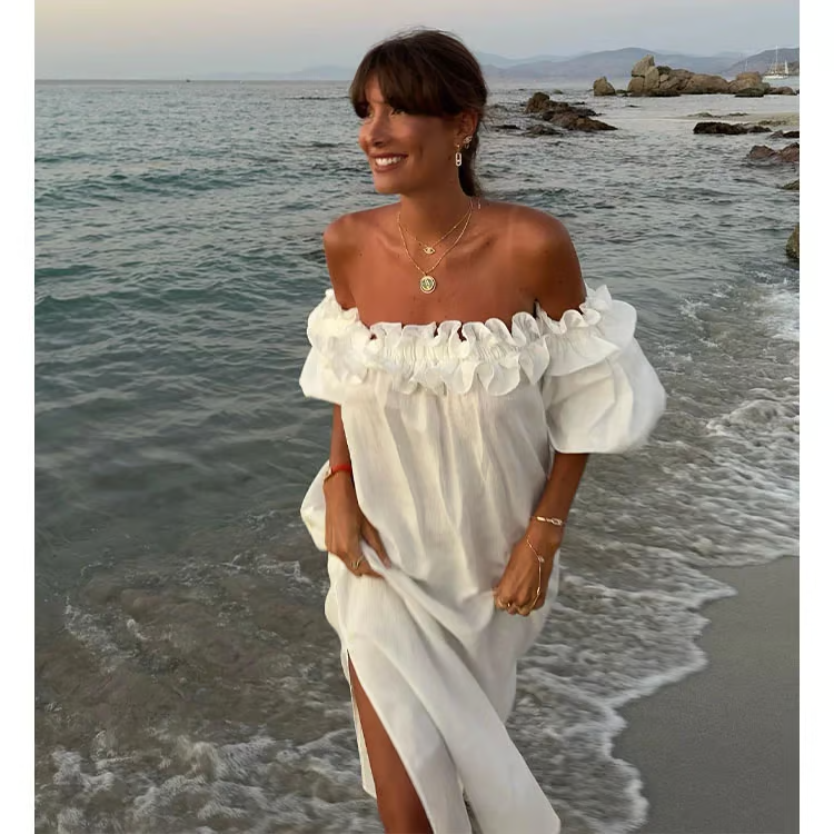 Sofia - Linen Dreams Off-Shoulder Kjole