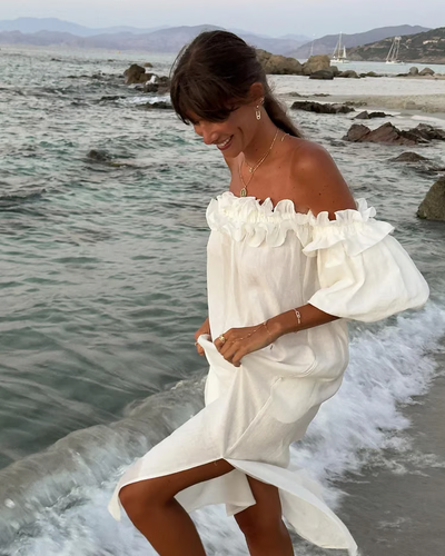 Sofia - Linen Dreams Off-Shoulder Kjole