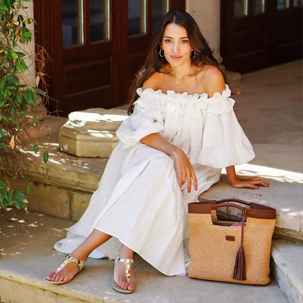 Sofia - Linen Dreams Off-Shoulder Kjole