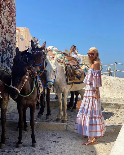 Seraphina - Luksuriøs maxikjole med off-shoulder-print og mexicansk print