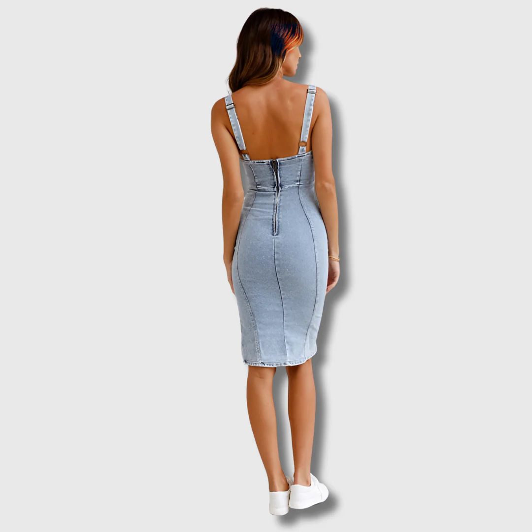 Hester - Slim Fit Halter Denimkjole
