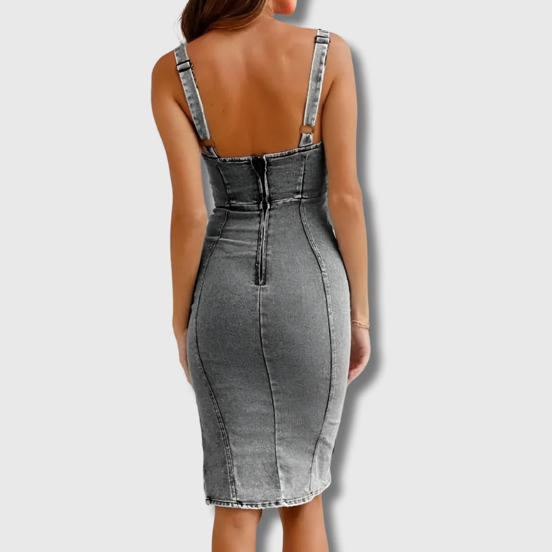 Hester - Slim Fit Halter Denimkjole