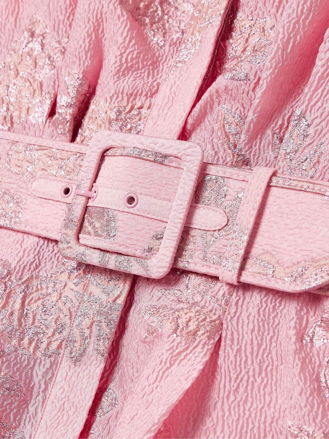 Aven - Retro Pink Lapel Højtaljet Kjole 