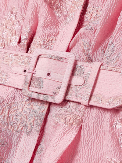 Aven - Retro Pink Lapel Højtaljet Kjole 