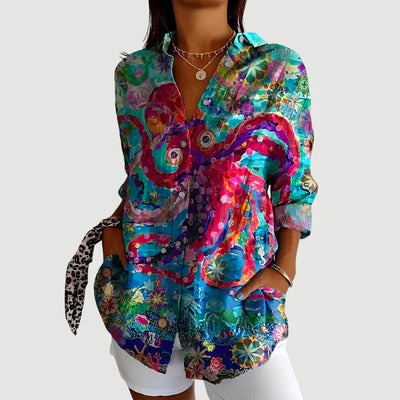 Ida™ bluse med farverigt design