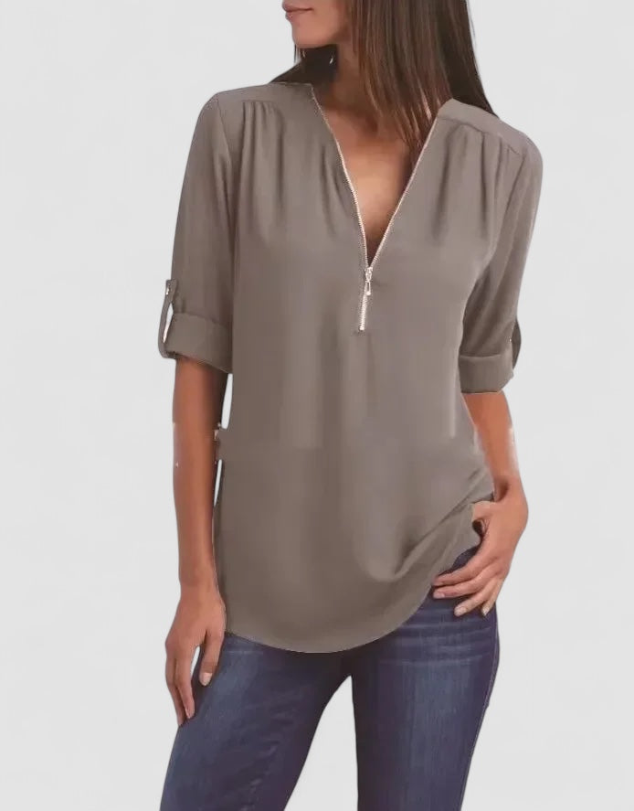 Ronja – Elegant top med lynlås 