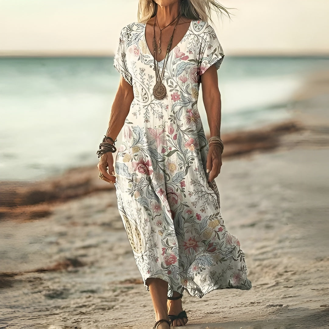 Sofia™ | Stilfuld Blomsterprint Boho Kjole